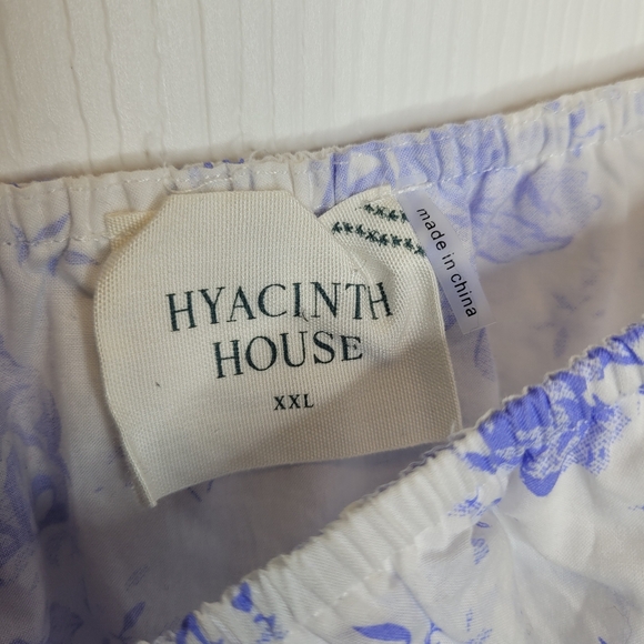 Hyacinth House Tuckernuck Sleeveless Ruffle Top XXL White Blue Chintz Floral - Picture 6 of 6